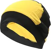 X AUTOHAUX Cycling Hat Sweat Wicking, Breathable Helmet Liner Polyester Mesh, Spandex Fabric Black Yellow 25x14cm/9.84"x5.51" 1 Pcs