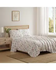 Laura Ashley 200 Thread Count Meadow Floral Printed Cotton Percale Sheet Set