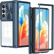 [Ysnzaq] Case for Samsung Galaxy Z Fold 6 With Slide Camera Lens Cover, [Hinge Protection] Rugged PC Military Grade Shockproof Protective Cover Case for Samsung Galaxy Z Fold6. MJ-Blue