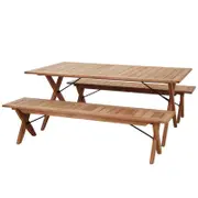 Issie Outdoor 1.8M Recycled Teak Table And Bench Seats