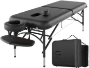 28" Wide Foldable Portable Aluminum Massage Table for Spa Treatments, Black NEW
