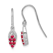 Sterling Silver Rhodium Diamond u0026 Ruby Shepherd Hook Earrings