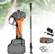 Electric Pruning Shears, Multifunctional Garden Shears Electric Scissors, Cordless Gardening Secateurs, 70mm Cutting Diameter, with 2 Battery and Extension Pole and Power Display