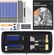 37 Piece Professional Sketching and Drawing Pencil Set Carry Case and Sketchbook