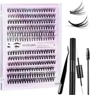 WD&CD Cluster Lashes Kit, Lash Eyelash Clusters Extension Kit 30D 40D Individual Lashes D Curl Eyelash Extension Kit with Applicator and Lash Bond&Seal, Black