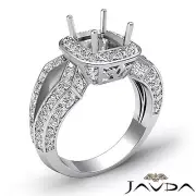 Halo Split Shank Pave Cushion Semi Mount Diamond Engagement Ring Platinum1.44Ct