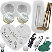MINFEIDMS Golf Silicone Mold Golf Balls Chocolate Candy Fondant Mold For Cake Decorating Cupcake Topper Polymer Clay Gum Paste Set of 3