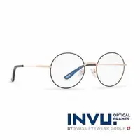 在飛比找PChome24h購物優惠-【INVU】瑞士文雅質感細黑圓框光學眼鏡(白金/黑) B39