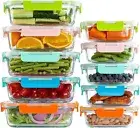 10 Pack Glass Food Storage Containers with Airtight Leakproof Lids Meal Prep Set