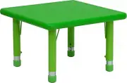 24'' Square Height Adjustable Green Plastic Activity Table - Kid's Play Table