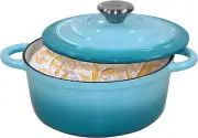 Dutch Oven Enameled Dutch Oven Pot with Lid, 2.1 QT Dutch Oven, Teal Cast Iron D