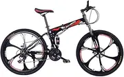 Mountain Bike, 26" Full Suspension Double Disc Brake Bicycle 24 Speed High Carbon Steel Frame Double Shock Absorption Male and Female Students Off Road Bicycle,Black