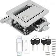 RV Entrance Door Lock Safety Latch Built in Deadbolt Aluminum Alloy Travel Trailer Motorhome Truck Cargo Trailer Door Lock (クロム)