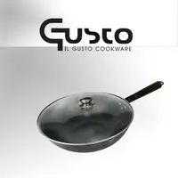 在飛比找蝦皮購物優惠-【GUSTO】手工捶打無塗層黑鐵炒鍋32cm(炒鍋) 表面氮