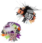 [Abaodam] 2pcs Baby Girl Headband Embroidery Bows Chcoml Bow Knot Hairband Baby Girl Halloween Headwrap