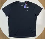 NEW Under Armour Mens 2XL Heatgear Run Black Short Sleeve T Shirt 100% Polyester