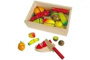 Fun Factory Wooden Pretend Play Toys Food - Fruit Cutting Set 18pc