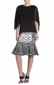 NEW BCBG MAXAZRIA BLACK JEANNE PLEATED CHIFFON OVERLAY TOP WQR1S758/AS289 SIZE S