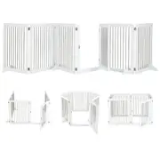 Costway 6-Panel Wood Pet Gate Dog Fence Foldable Stair Barrier Security Door White