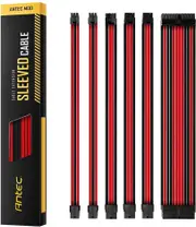 Antec PSU - Sleeved Extension Cable Kit V2 - Red / Black. 24PIN ATX, 4+4 EPS, 8PIN PCI-E, 6PIN PCI-E, Compatible with Standard PSU