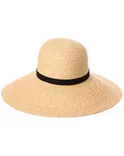 Bruno Magli Wide Brim Leather-Trim Straw Sun Hat