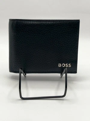 Hugo Boss Arezzo Black Leather Bifold Wallet with Coin Pocket – Gift Boxed