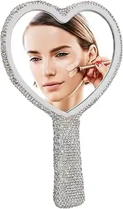WOONEKY Heart Design Magnifying Mirror Compact Makeup Mirror Lights for Women for Travel