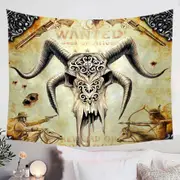 Cool Old Wild West Wanted Goat Skull Tapestry