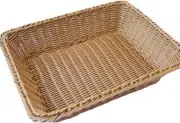 Wicker Woven Bread Basket,Bread Basket Storage Basket Rectangle Faux Rattan Coff