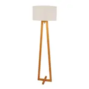 Ezra Natural Timber Scandi with White Shade Floor Lamp