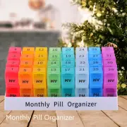 Monthly Pill Organizer Pill Case Pill Box Medicine Storage 31 Days AM PM Holder