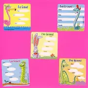 15 Animal I've Grown Height and Weight Large Stickers - Dinosaur, Snake, Rabbit