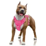 No Pull Dog Harness Step in Reflective Dog Harness with Front Clip Large Pink