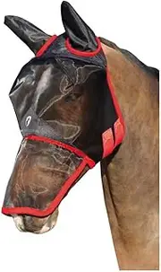 Hy BHB Equestrian Mesh Full Mask with Ears and Nose (UK Size: X Full) (Black/Red)