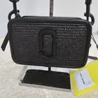 Mark Jacobs Calfskin Straw Small The Woven Snapshot Camera Bag Black NWT