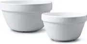 Wm Bartleet & Sons Set of 2 Traditional Porcelain Pudding Basins (900ml, 1.6pt/1250ml, 2pt) – White