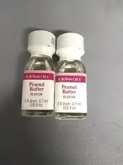 2 LorAnn Oils Super Strength Flavor Food Flavoring Bottles 3.7ml Peanut Butter
