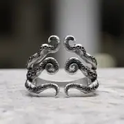 Handmade 925 Sterling Silver Octopus Tentacle Ring - Unique Sea Creature Design