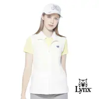 在飛比找momo購物網優惠-【Lynx Golf】女款吸濕快乾透氣易溶紗材質反光印花脇邊