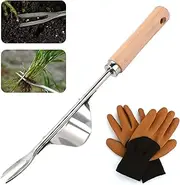 Cosiesnest Weed Puller Hand Weeding Tool, V-Shape Hook Garden Tools with Gloves Weed Remover Root Remover for Garden Moss & Dandelion