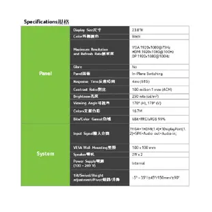 Acer 宏碁 BR247Y E3 24型IPS螢幕100hz抗閃 現貨 廠商直送