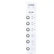 Crest Surge Protection Switched Socket Power Board 2 USB