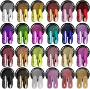 24Pcs SAVILAND Chrome Nail Powder Set - Metallic Mirror Effect Holographic Nail Powder Silver Red Green Gold Nail Chrome Powder for Nails Art Decoration
