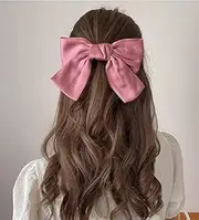 Big Bowknot Hair Clip Barrettes for Women Girls Pink Satin Hair Bows Clip for Girls Silk Hair Bow Barrettes for Girls Cute Hair Accessories