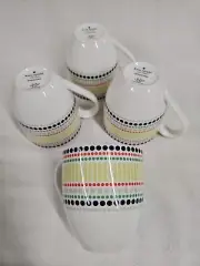 New Kate Spade Coffee Mugs By Lenox “Hopscotch Drive” 4 mugs New with tags 14oz