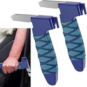 2 Pcs Car Door Assist Handle, Comfortable Vehicle Support for Elderly, Portable Seatbelt Cutter Window Breaker for Seniors Adults Kids (Blue)