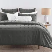 Tufted Dot Jacquard Queen Size Bed Quilt/Doona/Duvet Cover Set - Grey