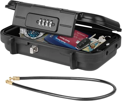 HUANLANG Portable Safe Lock Box with Combination Lock Mini Beach Travel Safe Box