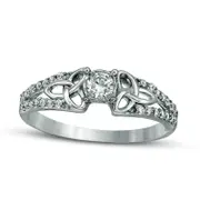 0.33 CT. T.W. Natural Diamond Celtic Knots Split Shank Engagement Ring in Solid 10K White Gold