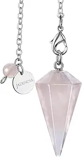 JADENOVA Pendulum Crystal Natural Amethyst Healing Pendant Necklace for Women Divination Dowsing (Crystal with 2 chains)